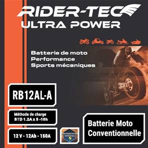 Batterie Conventionnelle 12V 12AH - Rider-Tec