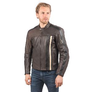 Cuir Moto Rétro Marron-Beige