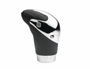 Pommeau insert chrome et cuir noir