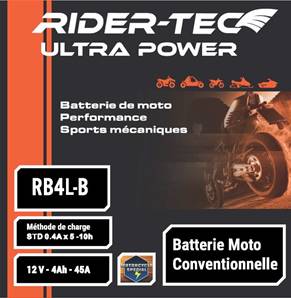 Batterie Conventionnelle 12V 4AH - Rider-Tec