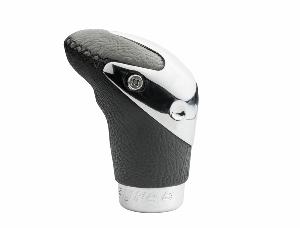 Pommeau chrome et cuir gris/noir