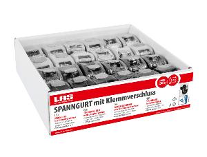 Sangles d'arrimage fermeture é loquet 25 mm x 1,5 m - Présentoir x24