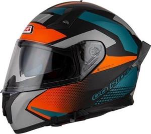 CASQUE INTEGRAL GO RIDER STREAM DUO QUADRI BLACK&ORANGE&GREEN MATT
