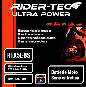 Batterie sans entretien 12V 4AH - Rider-Tec