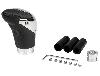 Pommeau insert chrome et cuir noir